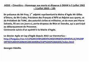 2019 07 05 AGDE  HOMMAGE AUX MORTS ET DISPARUS DU 5 07 1962 A ORAN (1)